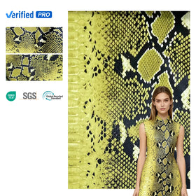 Trendy Snakeskin Print Faux Leather Fabric Designer PU Material for Pants Dresses Vegan Leather Textile Printed Faux Leather