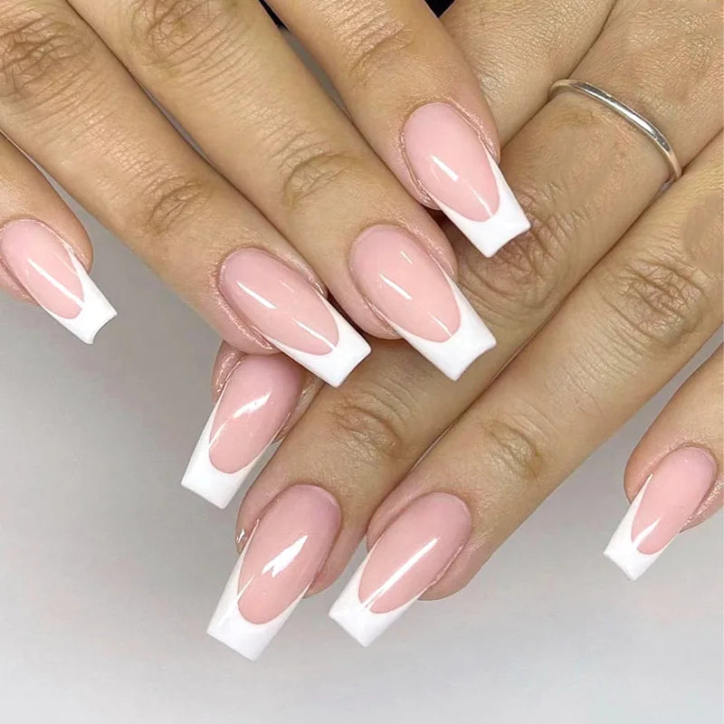 Wholesale Ballerina French Fake Nails Long Coffin False Nails Custom Press on Nails Private Label