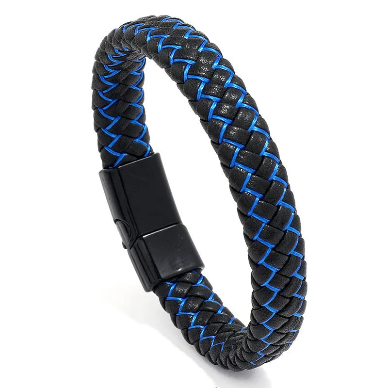 Wholesale Stainless Steel Braided Leather Bracelet Magnetic Clasp