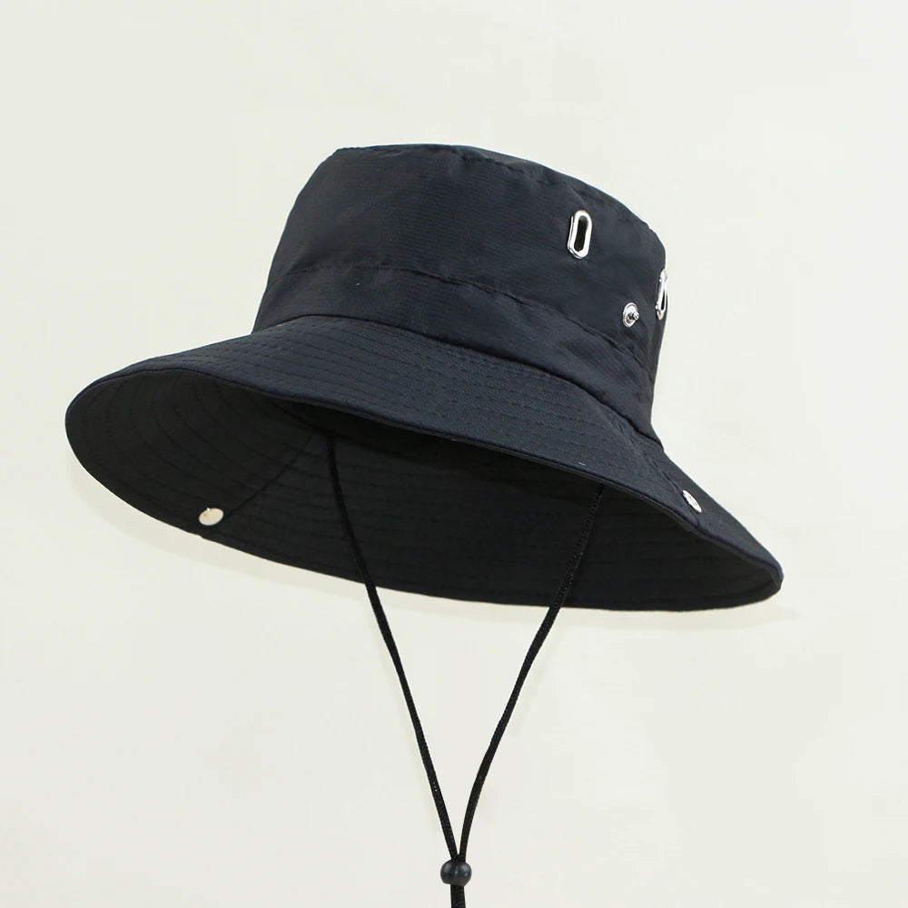Wholesale Cheap Custom Logo Quick Dry Polyester Safari GorrasSun Shade Beach CapFisherman Wide Brim String Blank Bucket Hat
