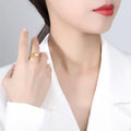 INS Custom OEM Fine Jewelry 18K Gold Plated 925 Sterling Silver Adjustable Wedding Rings Moon Freshwater Pear Engagement Party