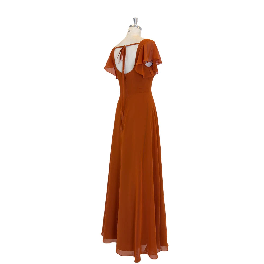 TEENYEE Wholesales Square Neck Long Gown Evening Dress Ball Gown Elegant Bridesmaid