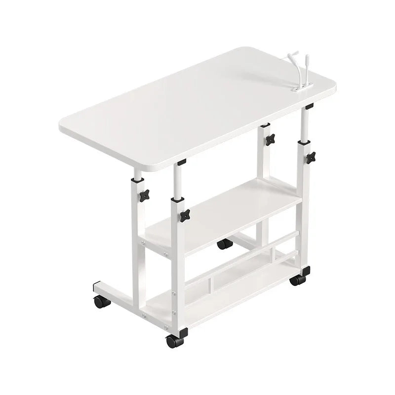 Wooden Laptop Table Computer Desk with Keyboard Bed Tray and Study Side Desk Wheels for Office Use