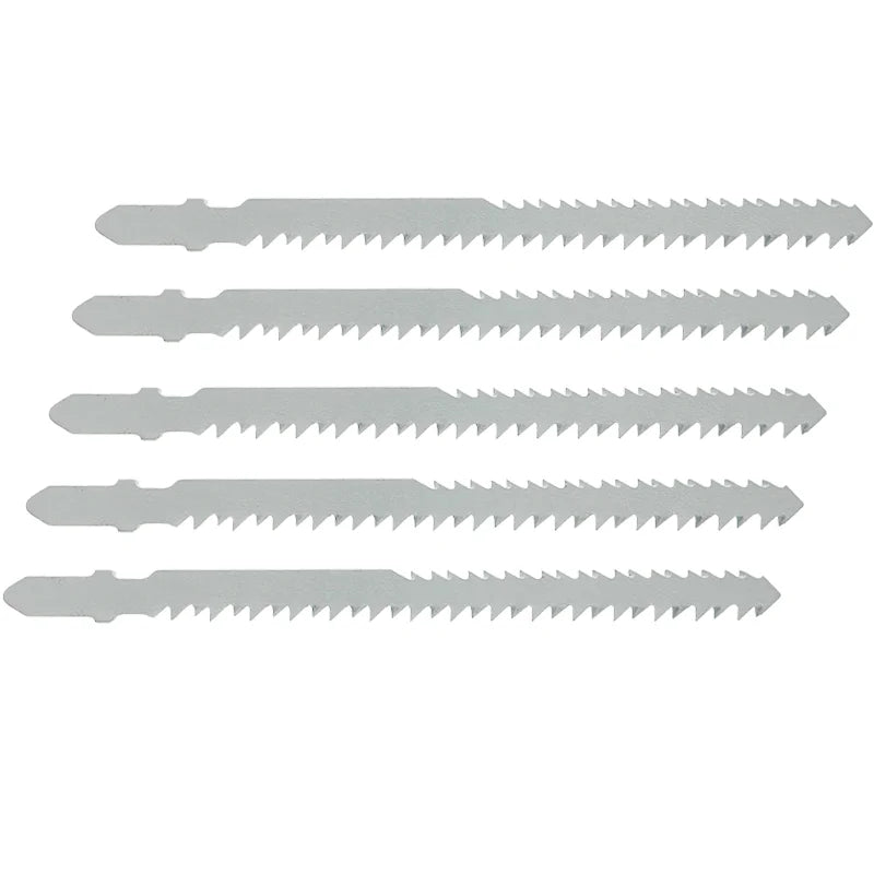 5-Piece T344CB HCS Industrial Jig Saw Blades 96mm 2.5/3mm Variable Pitch Splinter-Free Curved Cuts Double Sided Tooth Hard/Soft