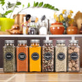 8oz 24Pack Glass Jars with Minimalist White Premium Spice Labels Shaker Lids and Airtight Metal Caps