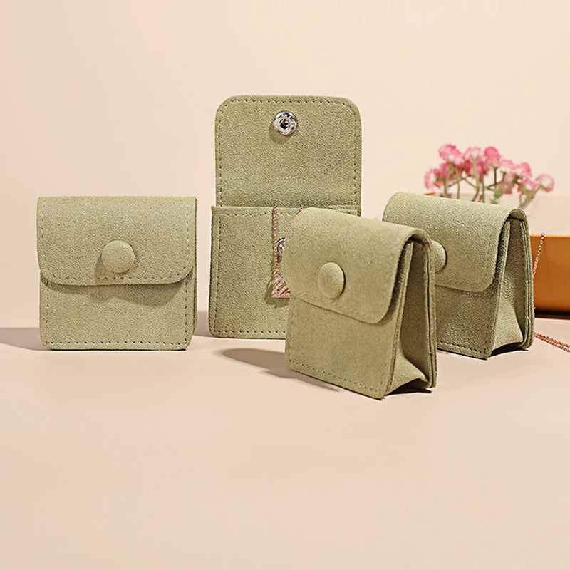 Portable Solid Color Mini  Storage Bag Custom Suede Leather Bag for Jewelry Packaging