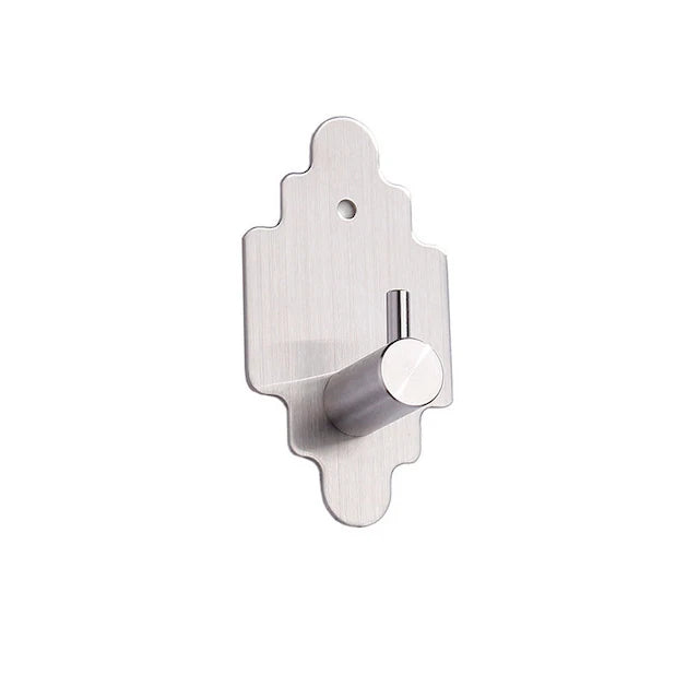 Towel Hook Custom OEM Towel Hook Stainless Steel Bathroom Kitchen Door Adhesive Hook Silver