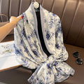 Manufacturer Latest Designer Head Scarf Silk Hejabs Luxury Retro Vintage Color Match Pattern Polyester Scarf Shawls for Women