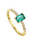 Best-Selling New Custom Dainty 925 Silver Vintage Fine Jewelry Green Zircon Ring for Women