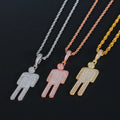 Newest Fashion Full Diamond Necklace Cartoon Figure Titanium Billie Eilish Necklace Key Accessory for Men Women