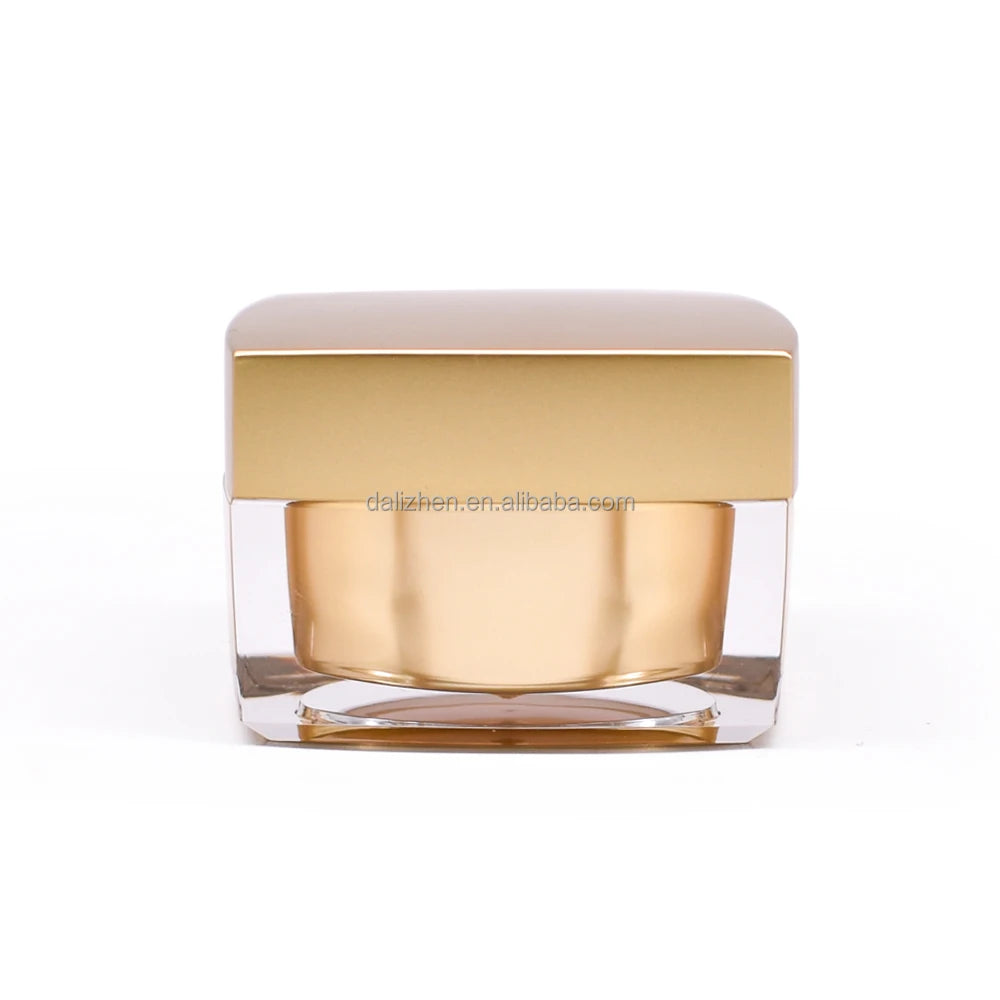 Square Shape Acrylic Jar Gold Shoe Polish Packing Plastic Cosmetic Packaging Cream Jar