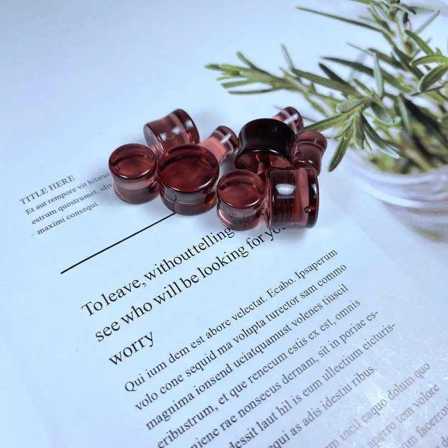 Stone Ear Plugs Light Purple Glass Double Flared Plug Saddle Plug Ear Expander Body Piercing Jewelry