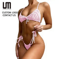 Liu Ming Custom Logo New Women Swimsuit Push up Bikinis Bathing Suit Low Waist Ruched Bikini Set