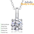 Simple Classic 4 Prong Set Round Cut 1ct Moissanite Jewelry 925 Sterling Silver 18K White Gold Plated Pendant Necklace for Women
