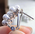 E1929 3-4mm DIY Natural Freshwater Pearl Charm Earrings Mounting Accessory 925 Sterling Silver Gold Plated  Jewelry for Women