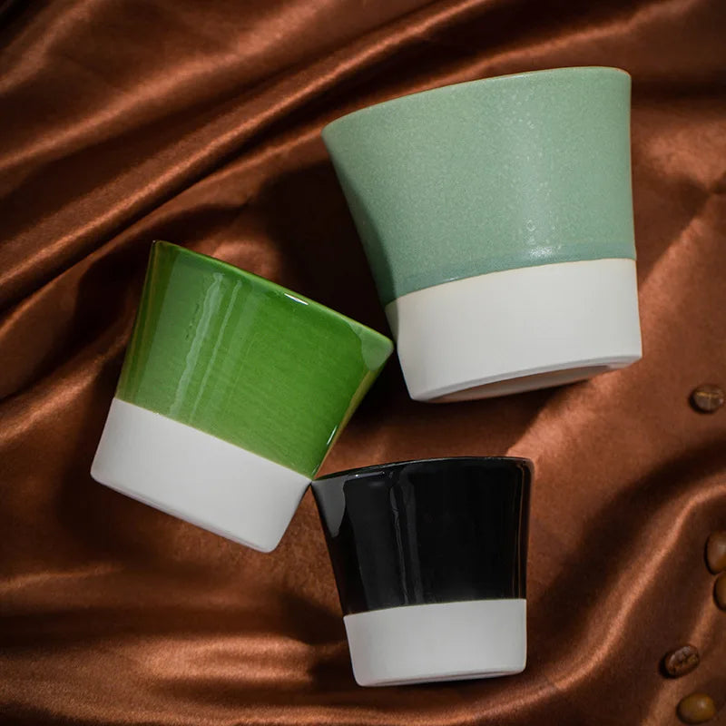 Creative Middle Eastern Ceramic Espresso Mug Ceramic Kung Fu Cup Master Tea Cup Matte Green Porcelain Coffee Cup for Wholesale