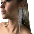 Korean Rhinestone Long Tassel Fashion Ladies Bride Earrings With Diamond Jewelry Trendy Pendant Earrings Tassel Earings