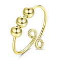 2022 Hot Sale Anti Stress Anxiety Bead Ring Gold Plated Adjustable Ring Finger Rotate Ring for Anxiety