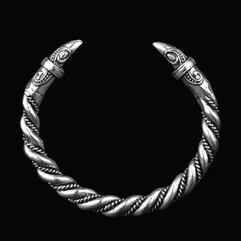 Wholesale Raven Bracelet Open Bangle Animal Head Mens Arm Band Mens Silver Color Bracelet Viking Jewelry