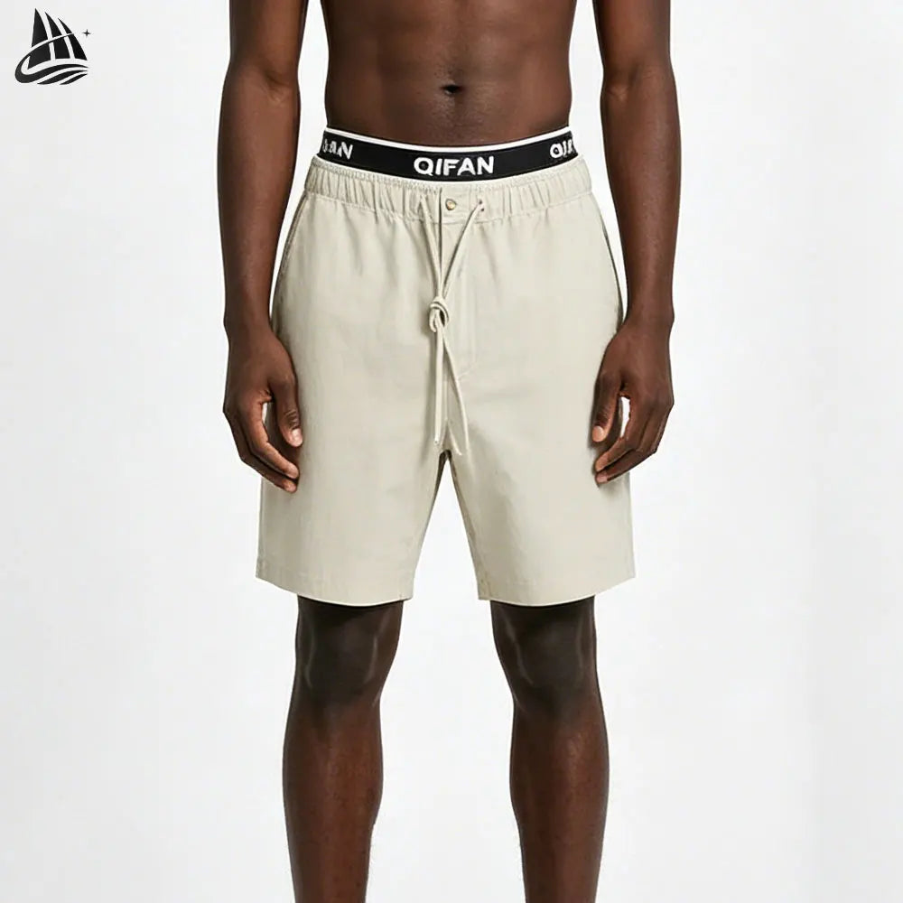 Custom Plain Lightweight Breathable 100% Linen Shorts for Men