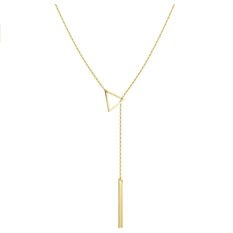 Modern Fashion Long Gold Y-shaped Adjustable Necklace Stainless Steel Pendant Necklaces for Women