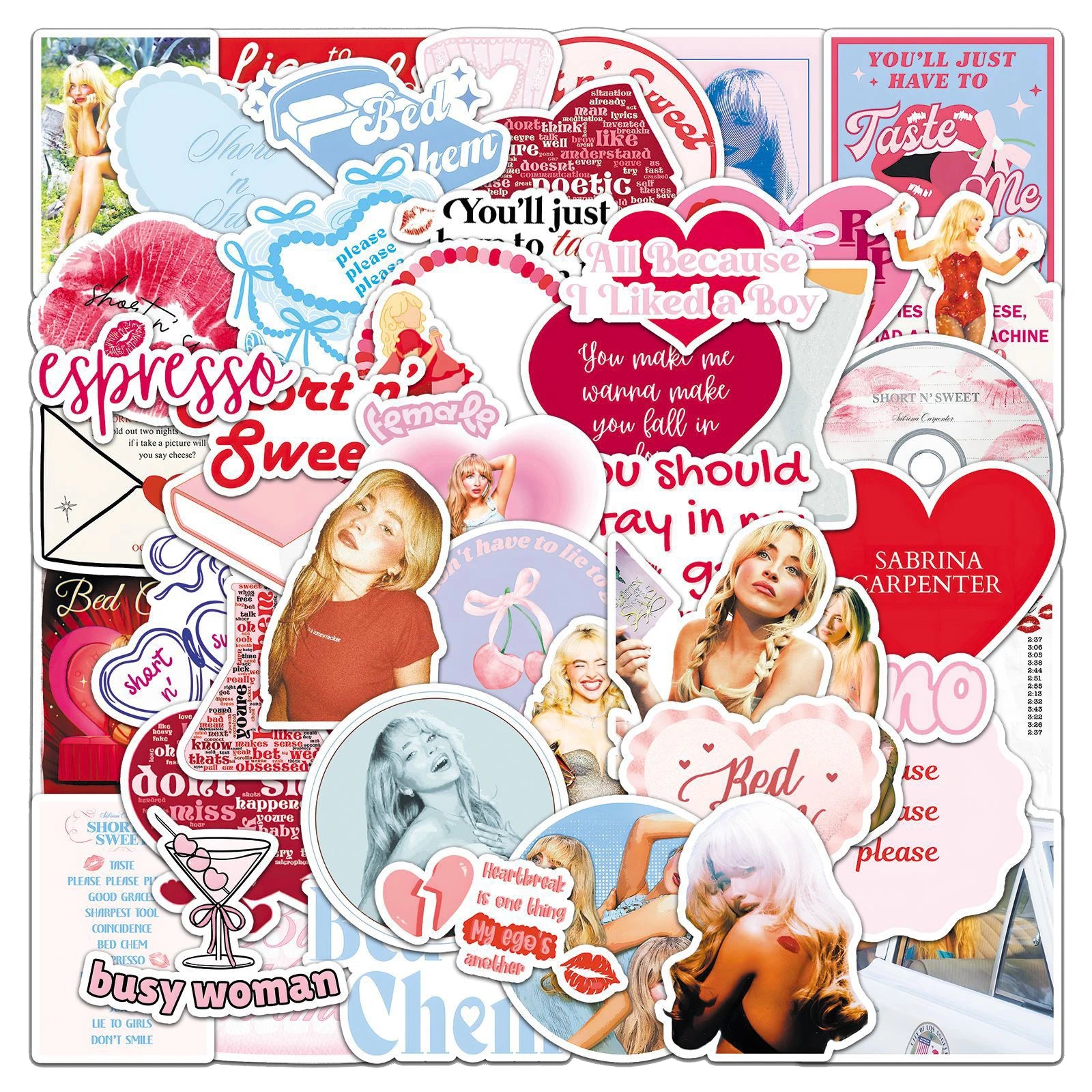 50Pcs Fashion Sabrina Carpenter Singer Graffiti Stickers for Phone Notebook Decor Album Lyric Sticker