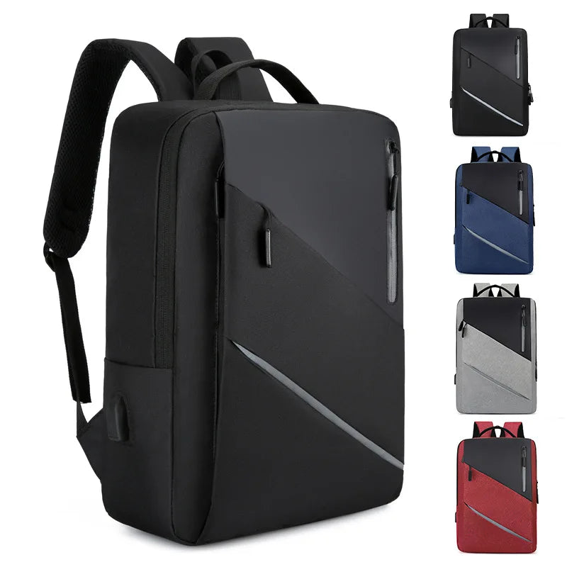 Business Travel Bags Rucksack for Men Computer Bags With USB Charging Port Splice School Student Bagpack Oxford Laptop Backpacks