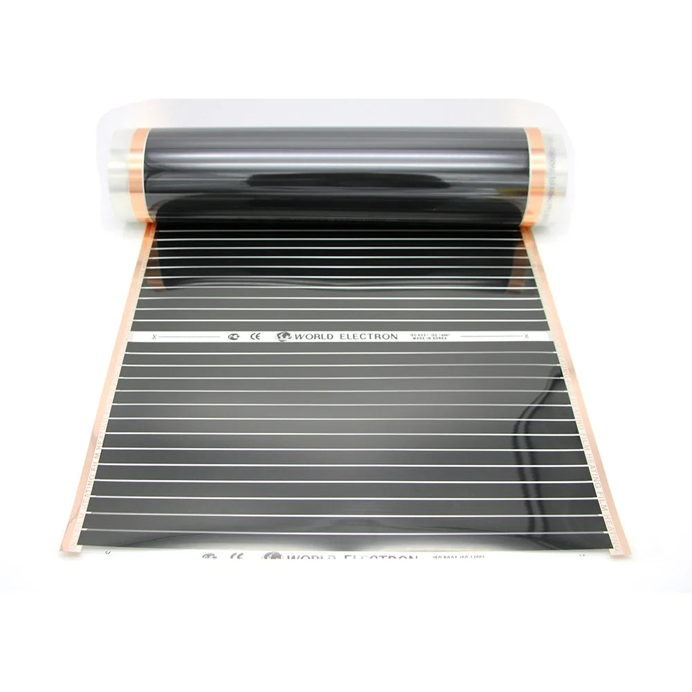 All Sizes 220W/M2 50cm 80cm 100cm Width Electrical Far Infrared Carbon Fiber Film Underfloor Heating Film Low Warm Mat