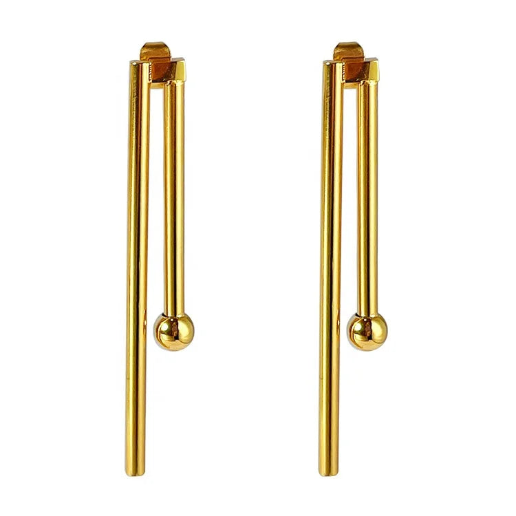 18K Gold Plated Stainless Steel Jewelry Irregular Design Long Short Stick Classic INS Accessories Earrings E211344