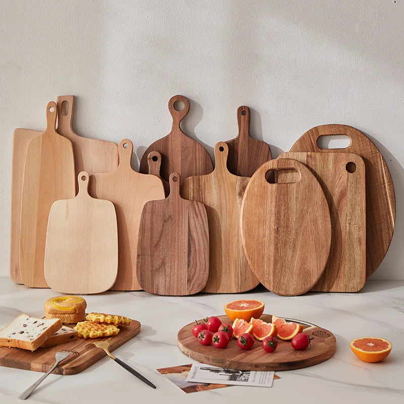 Factory Wholesale Custom Engrave Logo Wooden Chopping Block Handmade Kitchen Beech Black Walnut Acacia Wood Cutting Board