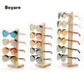 Boyarn Natural Bamboo Wall Mounted Glasses Display Rack Wholesale Sunglasses Stand Wood