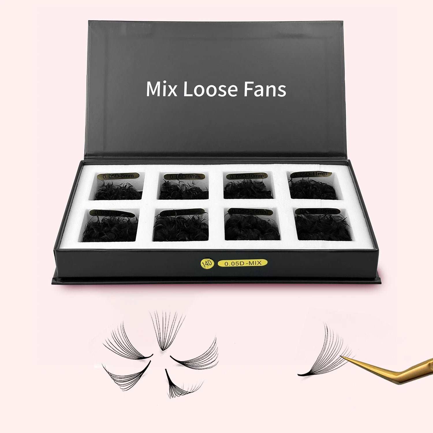 Abonnie Pointy Base Pro Made Fans Eyelash Extensions Narrow Loose Premade Volume Fan 500 Heat Bonded Promade Lash Extension Fans