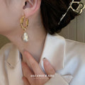 Gold Plated Luxury Baroque Pearl 925 Sterling Silver Post Drop Earrings Jewelry Real Natural Pearl Earring for Women