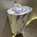 Chaozhou Factory Price  Marble Blue Green Color Handmade Ceramic Wall Hung Mounted Lavabo Bathroom Sink