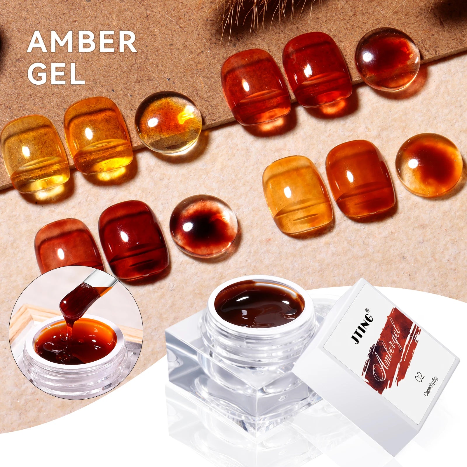 JTING Natural Resin Pigment Multi Layer Effects 4 Colors Aurora Amber Colors Nail Gel Polish OEM Custom Unique 5g Jars