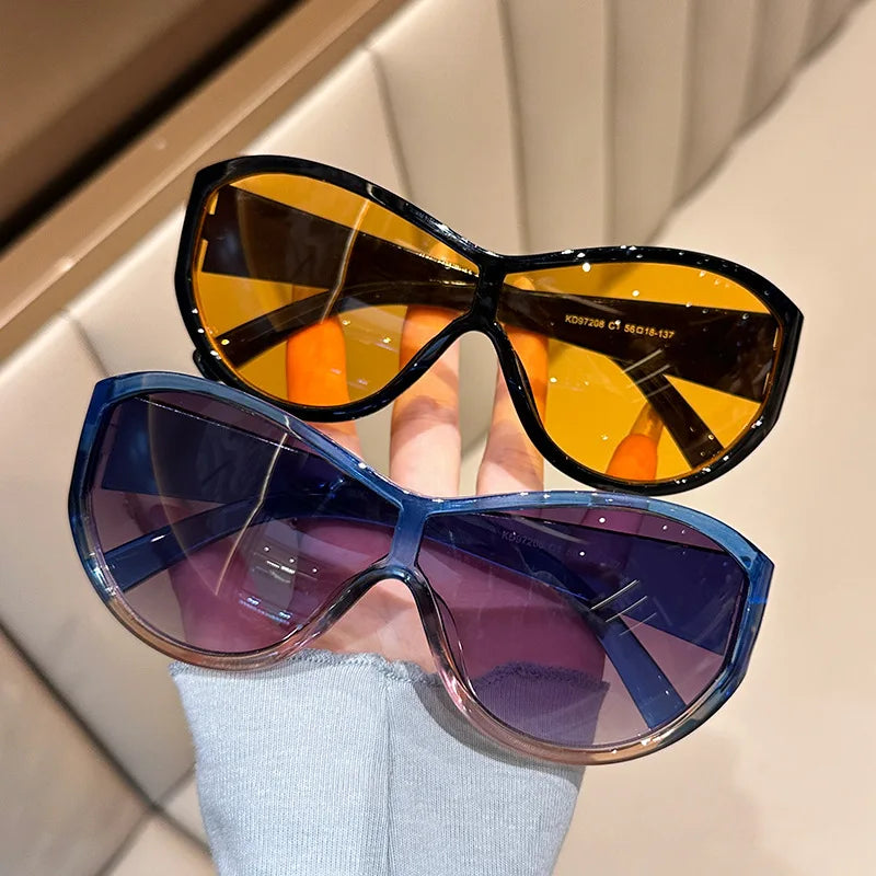 Lbashades 97208 New Fashion Large Frame Women One Piece Lens Y2K Sun Glasses PC Uv400 Sunglasses 2025