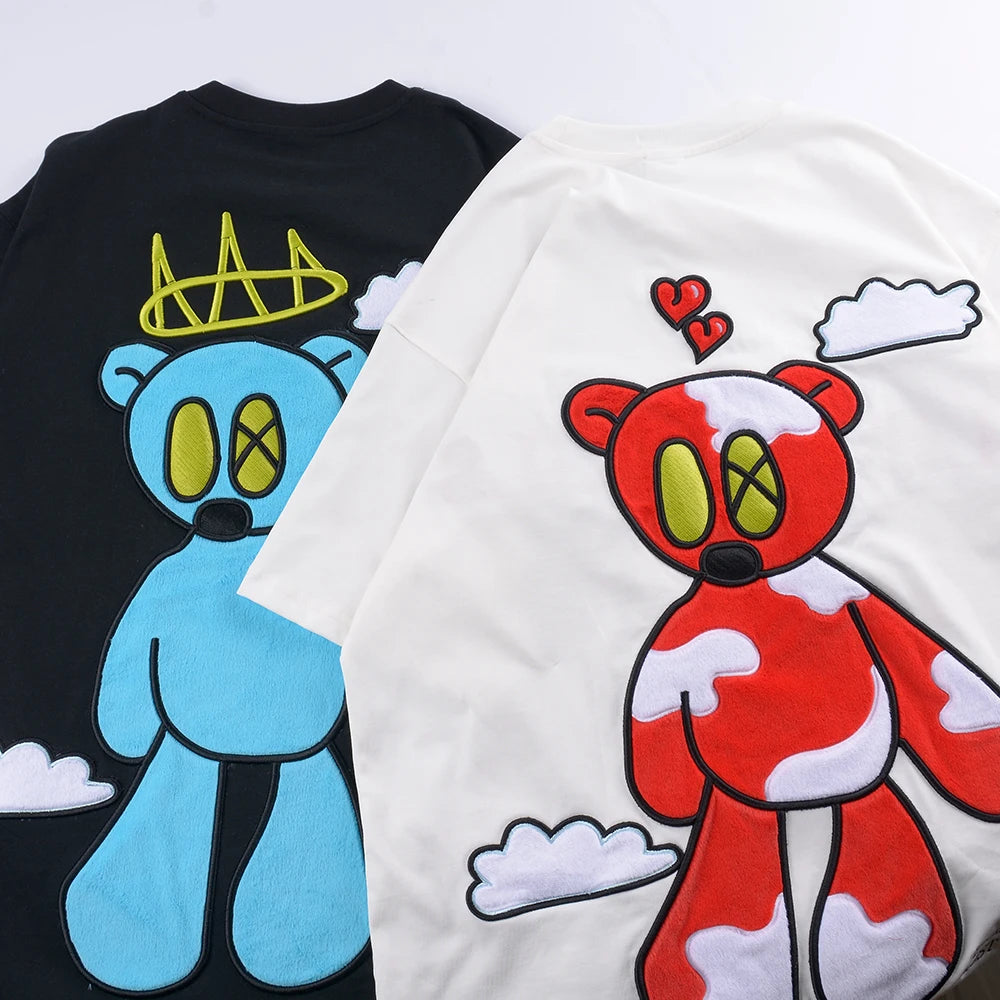 Xinglan Custom Oversized Heavy Cotton Washed Chenille T-shirt Designer High Quality Chenille Embroidery T-shirt Mens