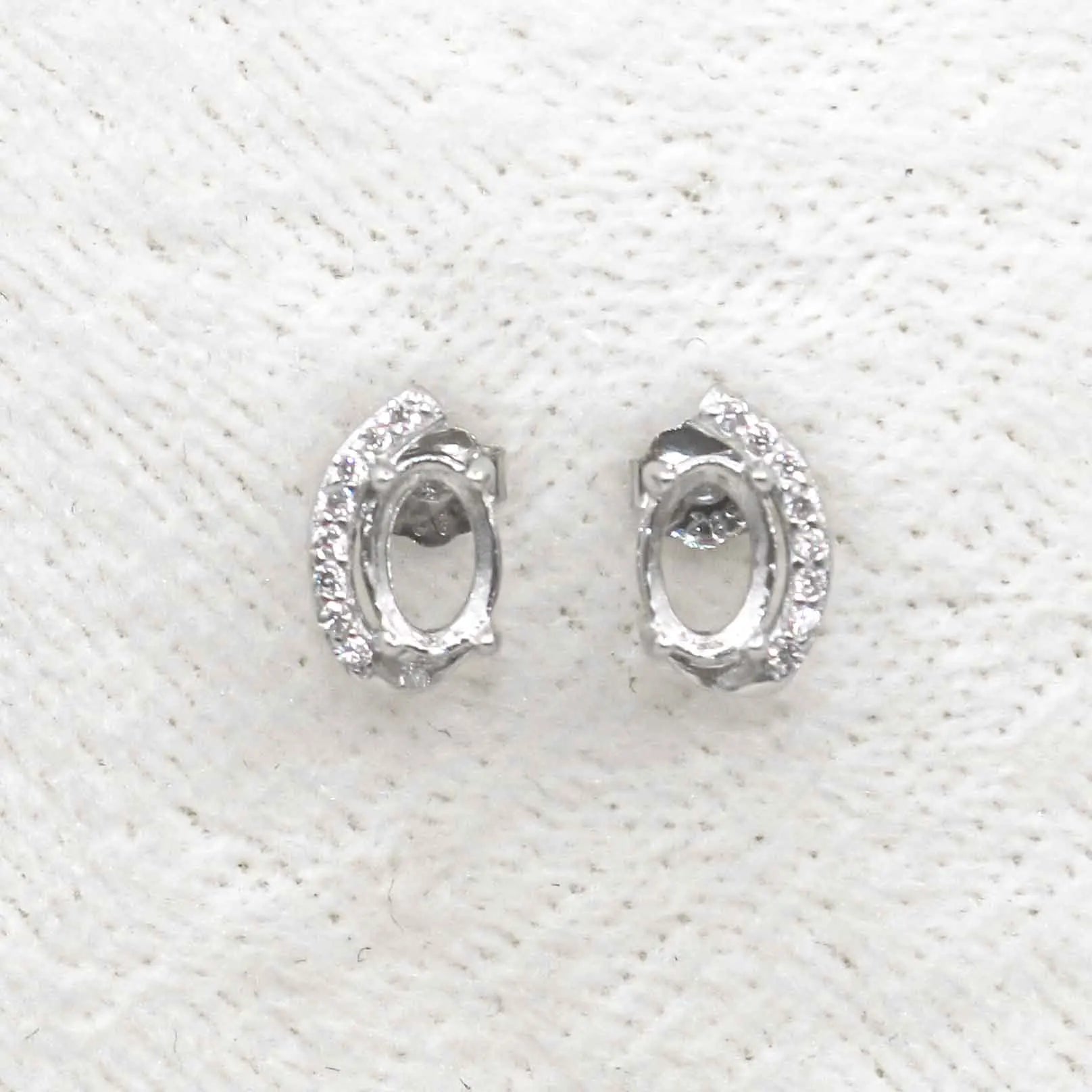 Sterling Silver 4*6mm Semi Mount Stud Earrings Empty Support Blank Claws Setting S925 Base Without Center Stone for DIY Inlay