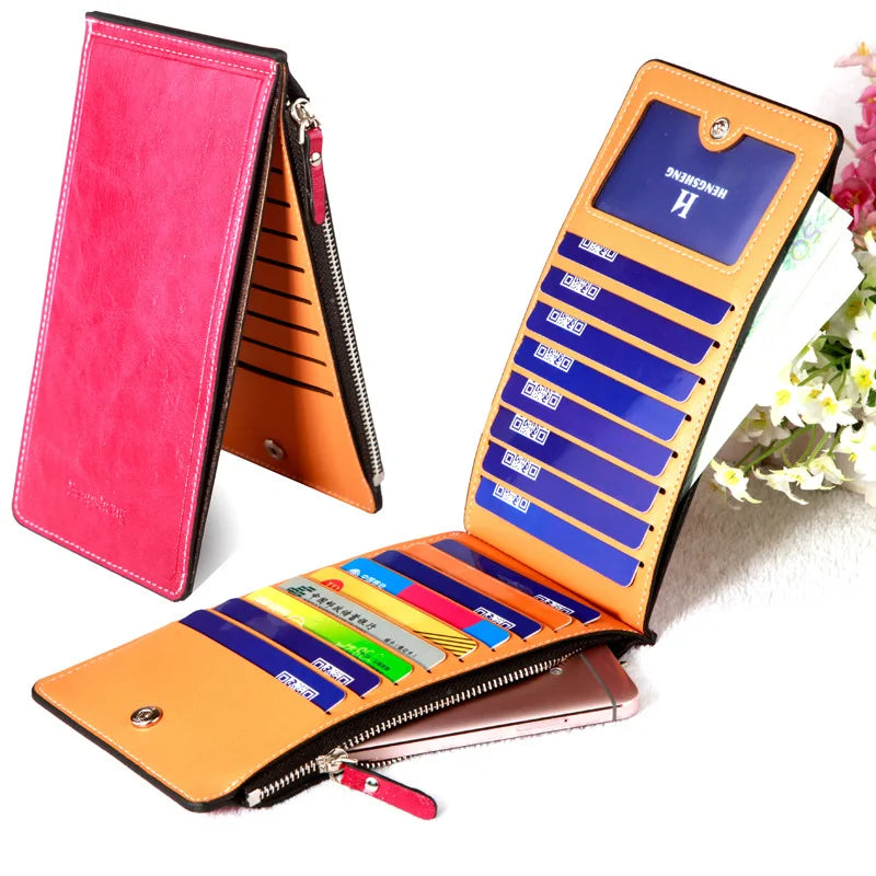 Factory Wholesale New Luxury Fashion  Long Ladies Card Holder Wallets Minimalist Pu Leather Purse Custom Zipper Wallet Women
