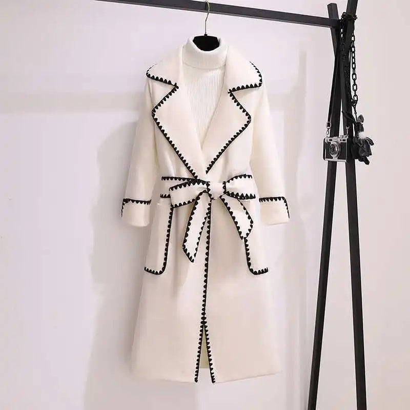 M-4XL Casual Woolen Coat for Spring and Autumn Wear Oversized Women's Medium Length Woolen Coat