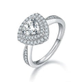 New Arrival High Quality White Gold Plated 925 Sterling Silver Double Halo Trillion Cut 1 Ct Moissanite Engagement Wedding Ring