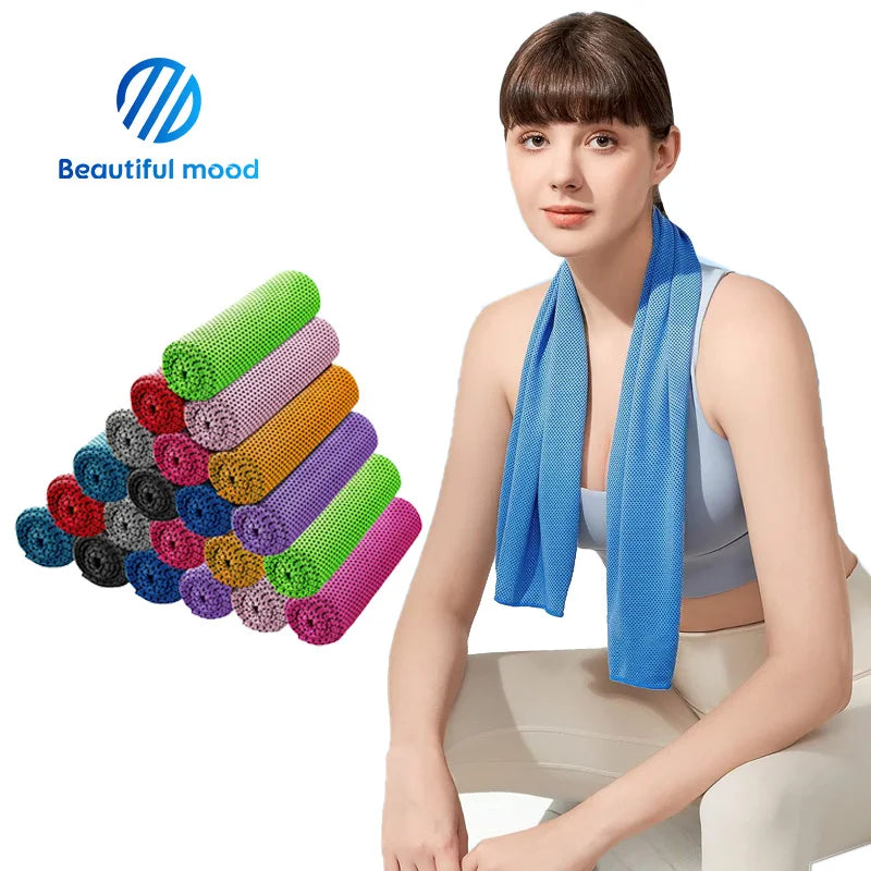 Soft Breathable Ice Microfiber Cooling Towel for Yoga Sports Gym Camping Fitness-Adult Use Woven Technique