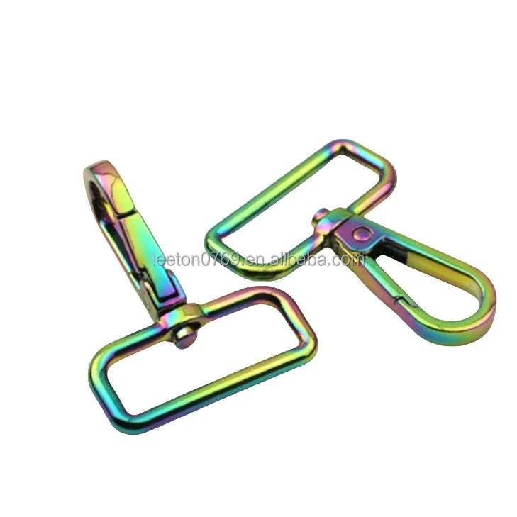 Stock Supply 32 X 50 mm 1.25inch rainbow Colored Metal Swivel Snap Hook for Leather Bag