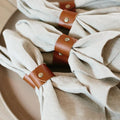 Korean-Style New PU Leather Napkin Ring Tabletop Napkin Ring Holder with Circle Shape for Hotel or Camping