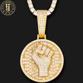 Bulk Wholesale Gold Plated Diamond Mens Fist Coin Necklace Pendant Brass Iced Out Zircon Hip Hop Jewelry Pendant