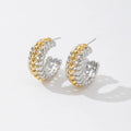 Latest Simple Fashion Jewelry 18k Plated Stainless Steel Gold Silver Matching Twist Design Earrings