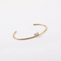 High End Dainty Lines Cuff Bracelet Rectangle Zirconia Bangle Stainless Steel Jewelry