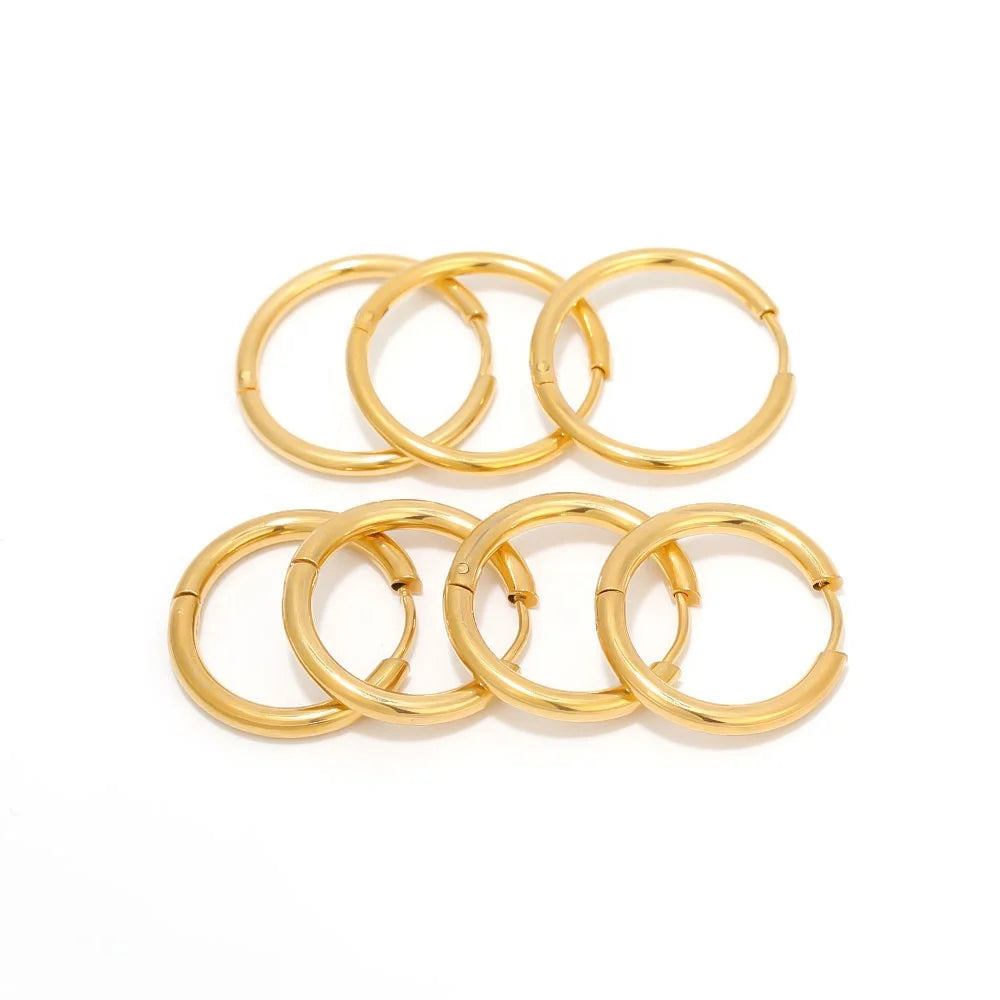 18k Gold Earrings Round Ear Buckle Stainless Steel Earrings Ornaments Wholesale Jewelry Accessories