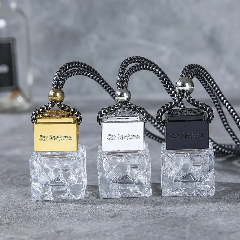 10ml Screw Wooden Cap Classic Square Empty Bottle Clear Glass Air Freshener Hanging Car Perfume Aroma Diffuser Bottle