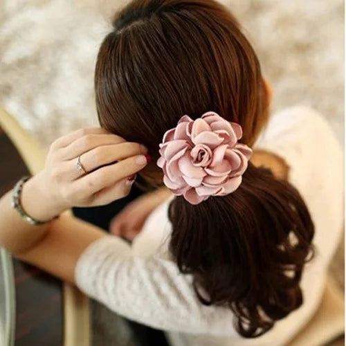 Ponytail Hair Accessories Ladies Big Bow Hair Ring Summer Chiffon Big Bow Hair Accessories Female Solid Color